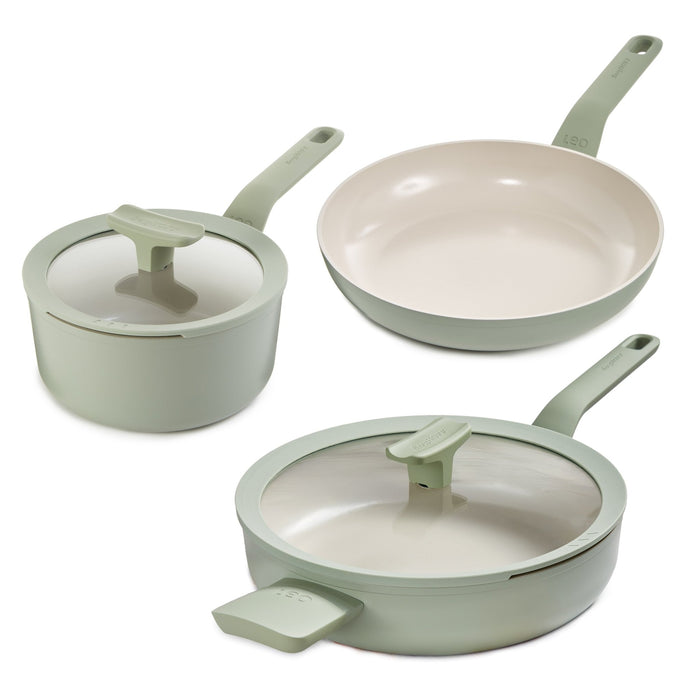 BergHOFF Balance Nonstick Ceramic Saucepan 7", 2.1qt. With Glass Lid, Sage - Saucepans