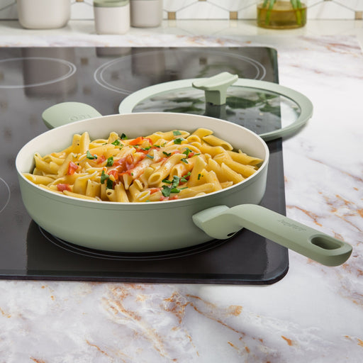 BergHOFF Balance Nonstick Ceramic Saute Pan (Long Handle) 10.25", 3.1qt. With Glass Lid, Sage - Sauté Pans