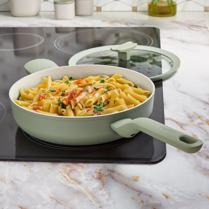 BergHOFF Balance Nonstick Ceramic Saute Pan (Long Handle) 10.25", 3.1qt. With Glass Lid, Sage - Sauté Pans