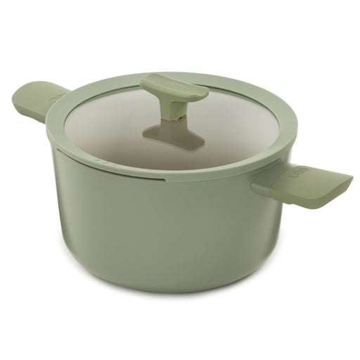 BergHOFF Balance Nonstick Ceramic Stockpot 10", 4.6qt. With Glass Lid, Sage - Stock Pots