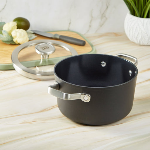 BergHOFF Leo Graphite Nonstick Ceramic 8" Stockpot 3.3qt. With Glass Lid - Stock Pots