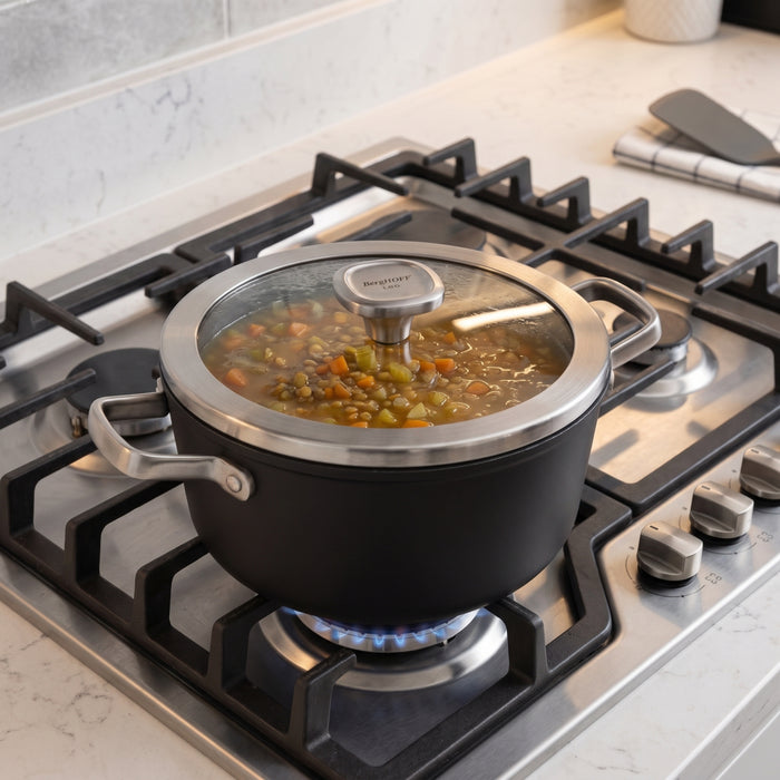 BergHOFF Leo Graphite Nonstick Ceramic 9.5" Stockpot 5.75qt. With Glass Lid