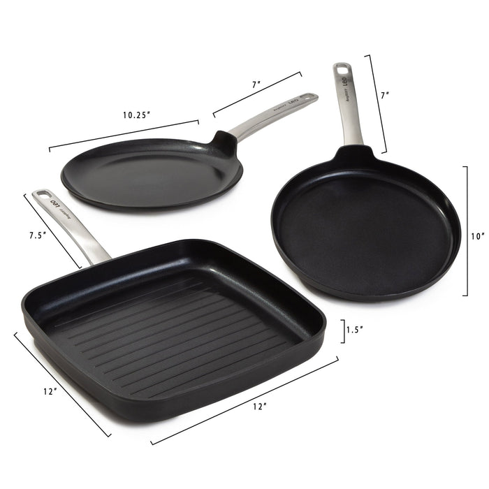 BergHOFF Leo Graphite Nonstick Ceramic Grill Pan 11" - Griddles & Grill Pans