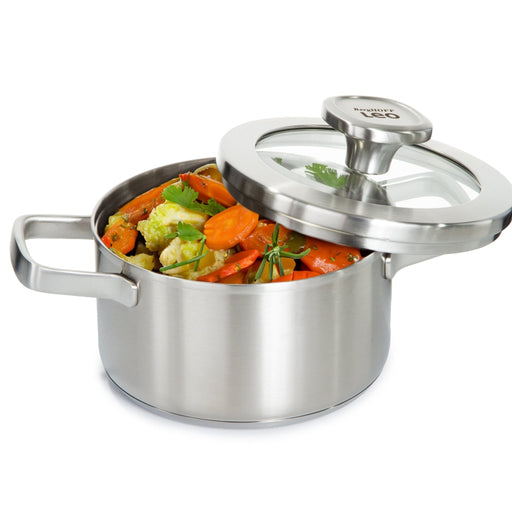 BergHOFF Leo Graphite 18/10 Stainless Steel 6.25" Stockpot 1.7qt. With Glass Lid - Stock Pots