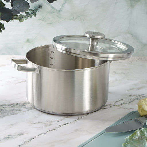 BergHOFF Leo Graphite 18/10 Stainless Steel 10" Stockpot 6.3qt. With Glass Lid - Stock Pots