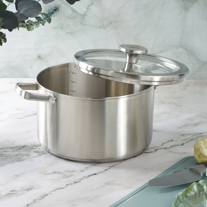 BergHOFF Leo Graphite 18/10 Stainless Steel 10" Stockpot 6.3qt. With Glass Lid - Stock Pots