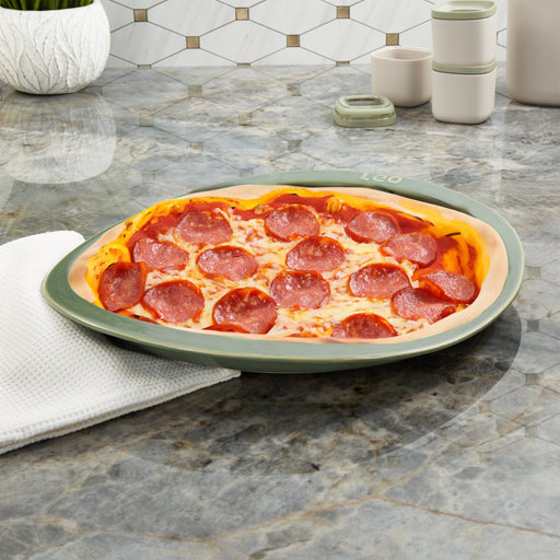 BergHOFF Balance Stone Ribbed Pizza Tray 15.75", Sage - Pizza Pans