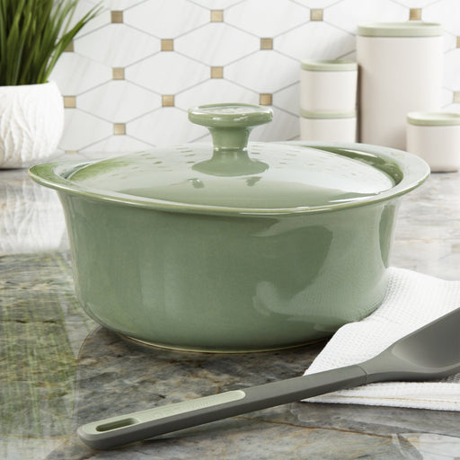 BergHOFF Balance Stone Casserole 9.5", 4.5qt. With Stone Cover, Sage - Casserole Dishes