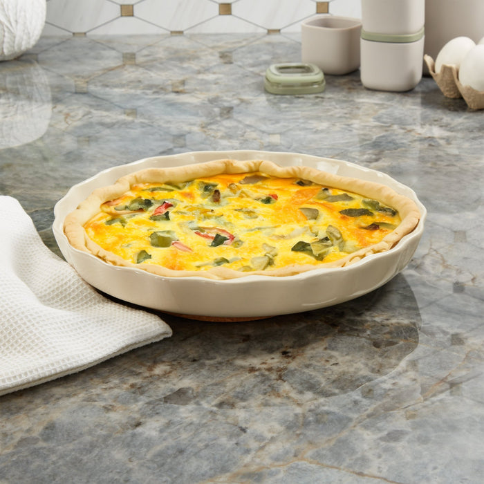 BergHOFF Balance Stone Rippled Pie Dish 11", 1.59qt., Moonbeam - Casserole Dishes