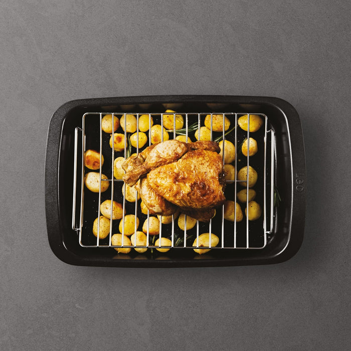 BergHOFF Leo Graphite Nonstick Cast Aluminum Roaster with Removable Rack 16.5" x 11" x 2.75" - Roasting Pans