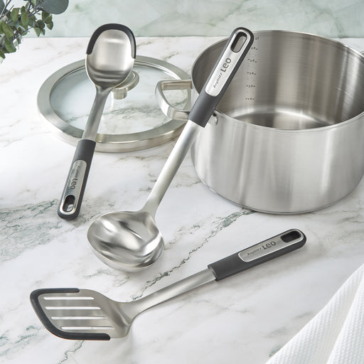 Image 1 of Leo Graphite Stainless Steel Serving Spoon, 13.5"