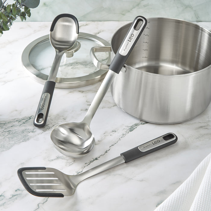 Image 1 of Leo Graphite Stainless Steel Serving Spoon, 13.5"