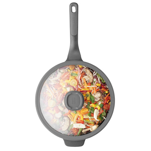 BergHOFF Leo Stone+ Nonstick Ceramic 11" Wok Pan with Lid 4.6qt - Woks