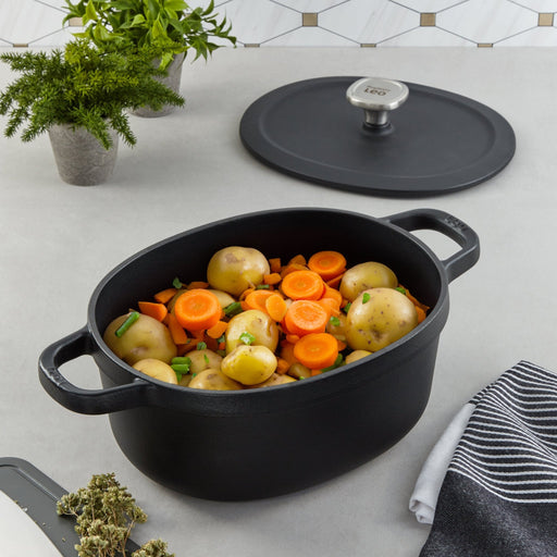 BergHOFF Leo Graphite 5qt. Enameled Cast Iron Oval Stockpot, 10.75" - Stock Pots