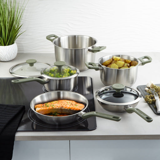 BergHOFF Leo Bolt 8pc Stainless Steel Cookware Set, Green - Cookware Sets