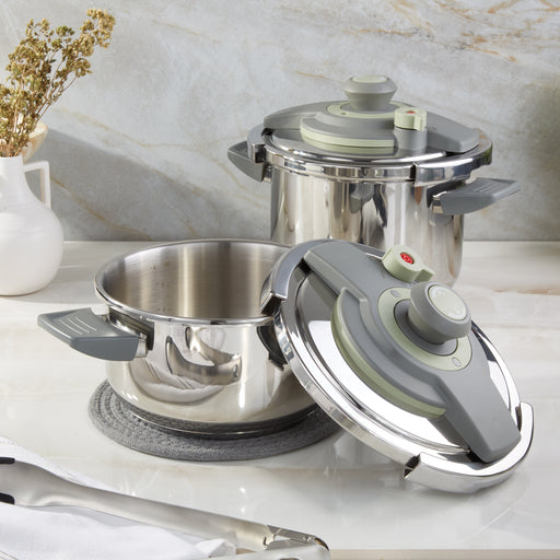 Image 2 of Leo Vita 4Pc Stainless Steel Pressure Cooker Set