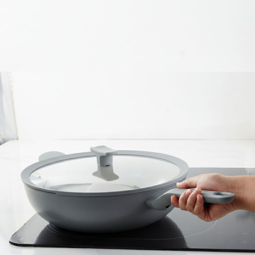 Image 1 of Leo Balance Nonstick Ceramic 12.75" Wok Pan 6.2qt., Glass Lid, Moonmist