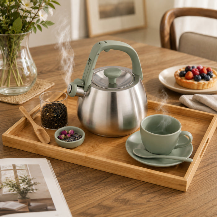 Image 3 of Leo Balance Stainless Steel 2.1qt. Whistling Kettle, Sage