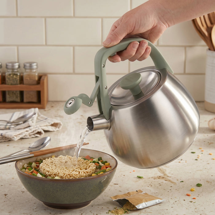 Image 4 of Leo Balance Stainless Steel 2.1qt. Whistling Kettle, Sage