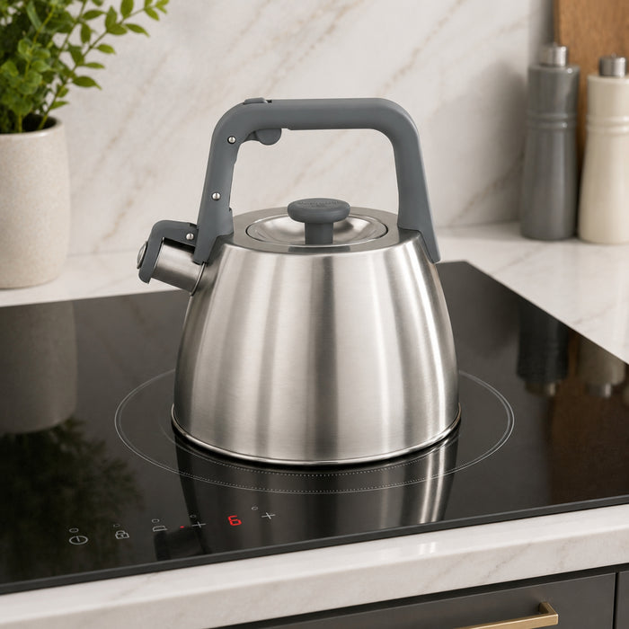 Image 1 of Leo Balance Anthracite Stainless Steel 2.3qt. Whistling Kettle
