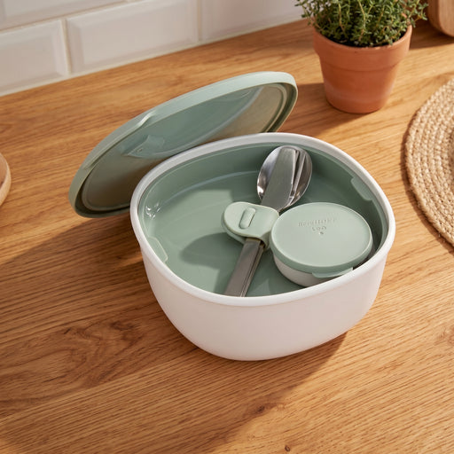 Image 2 of Leo To Go Salad Bowl With Flatware Set, Sage