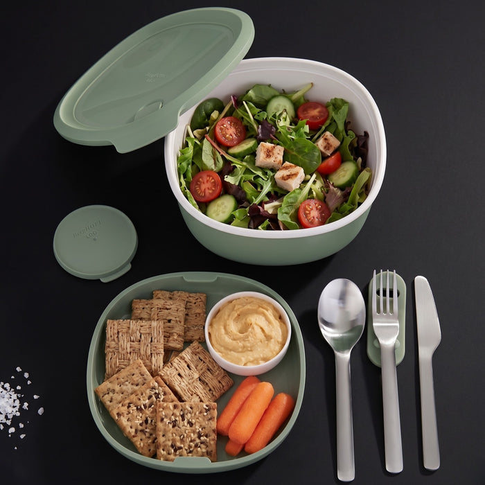Image 4 of Leo To Go Salad Bowl With Flatware Set, Sage