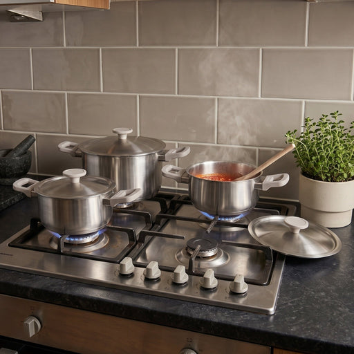 BergHOFF Leo Bolt 18/10 Stainless Steel 6pc Cookware Set, Oyster - Cookware Sets