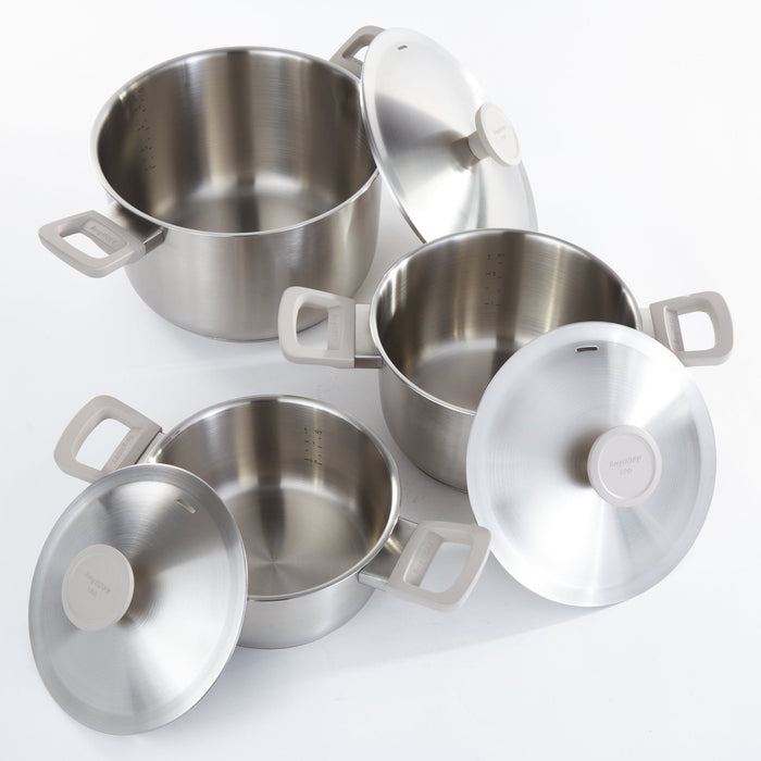 BergHOFF Leo Bolt 18/10 Stainless Steel 6pc Cookware Set, Oyster - Cookware Sets