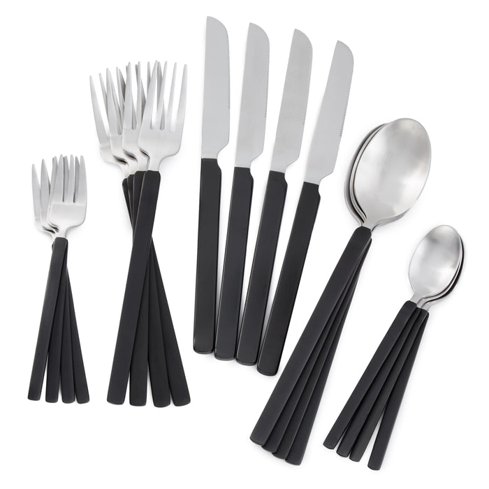 Image 2 of Nommie 20Pc Stainless Steel Flatware Set, Smokey Black