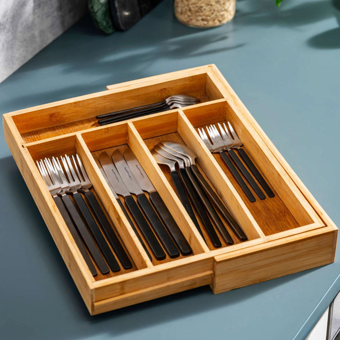 Image 6 of Nommie 20Pc Stainless Steel Flatware Set, Smokey Black
