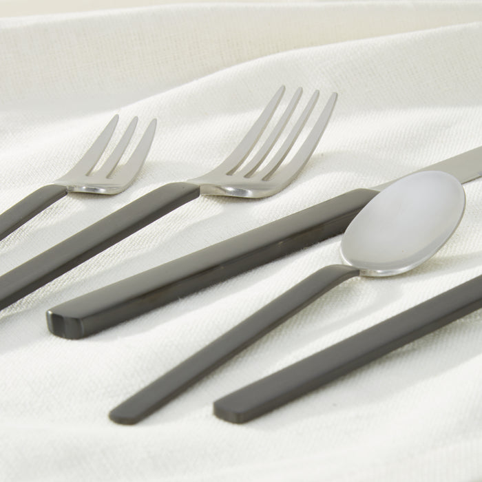 Image 7 of Nommie 20Pc Stainless Steel Flatware Set, Smokey Black