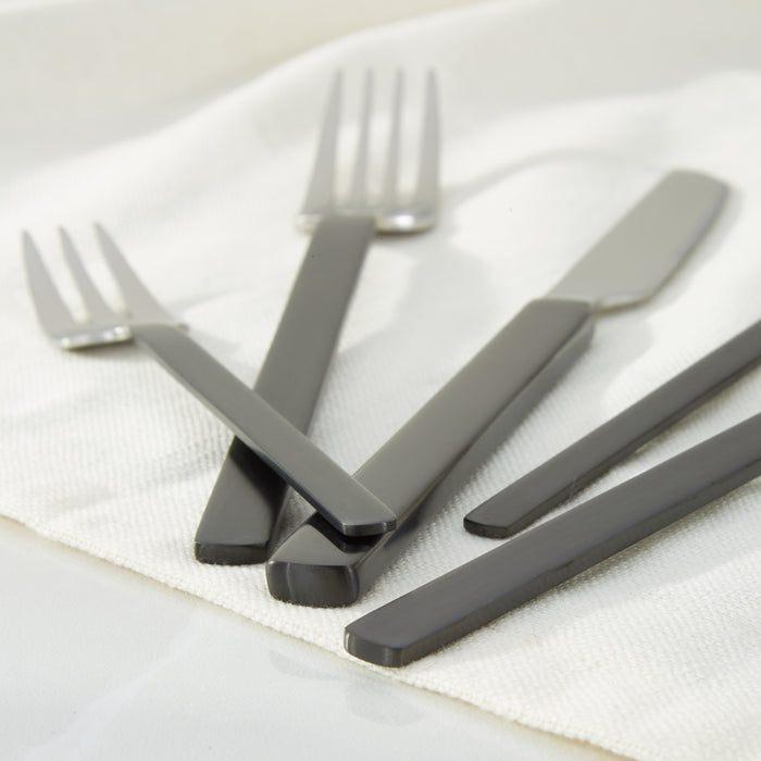 Image 8 of Nommie 20Pc Stainless Steel Flatware Set, Smokey Black