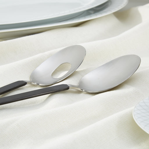 Image 2 of Nommie 2Pc Stainless Steel Salad Serving Utensils Duo, Smokey Black