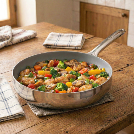 Image 1 of Belly Recycled Tri-Ply 18/10 Stainless Steel Nonstick Ceramic 9.5" Fry Pan, Stellar