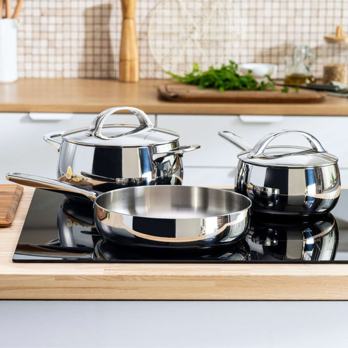 Image 7 of Belly Tri-Ply 18/10 Stainless Steel 6" Saucepan 2qt. with Lid, Stellar