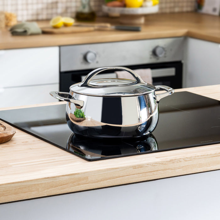 Image 1 of Belly Tri-Ply 18/10 Stainless Steel 7" Stockpot 3qt. with Lid, Stellar