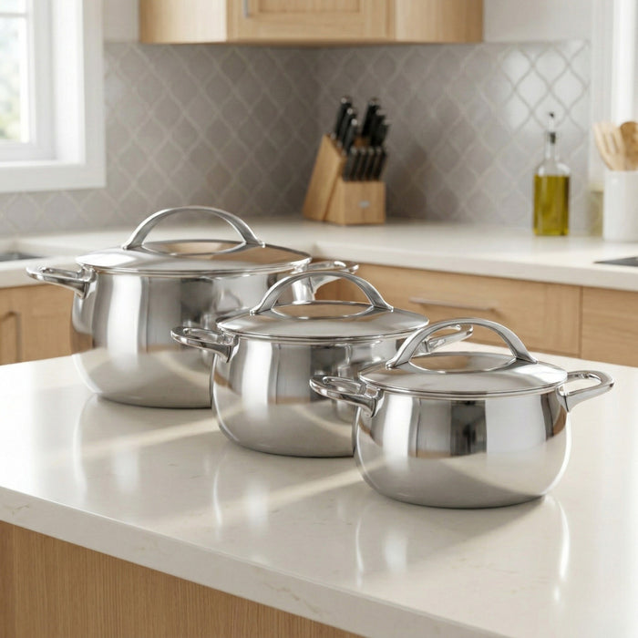 Image 6 of Belly Tri-Ply 18/10 Stainless Steel 7" Stockpot 3qt. with Lid, Stellar