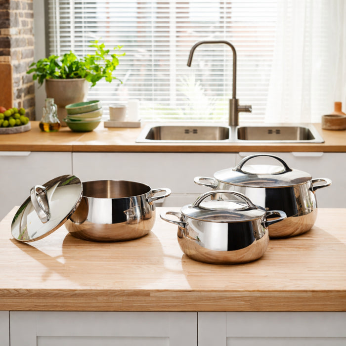Image 9 of Belly Tri-Ply 18/10 Stainless Steel 7" Stockpot 3qt. with Lid, Stellar