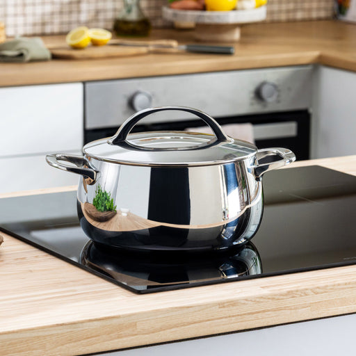 Image 1 of Belly Tri-Ply 18/10 Stainless Steel 8" Stockpot 4qt. with Lid, Stellar