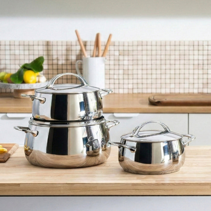 Image 7 of Belly Tri-Ply 18/10 Stainless Steel 8" Stockpot 4qt. with Lid, Stellar