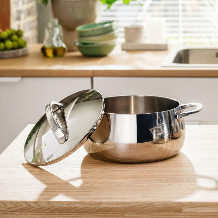 Image 9 of Belly Tri-Ply 18/10 Stainless Steel 8" Stockpot 4qt. with Lid, Stellar