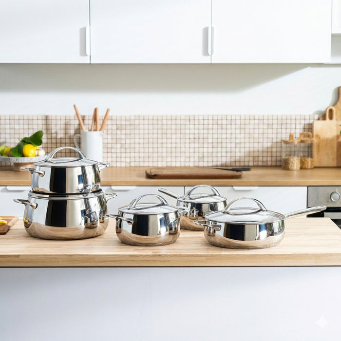 Image 5 of Belly Tri-Ply 18/10 Stainless Steel 9.5" Saute Pan 3qt. with Lid, Stellar