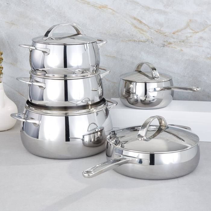 Image 8 of Belly Tri-Ply 18/10 Stainless Steel 9.5" Saute Pan 3qt. with Lid, Stellar