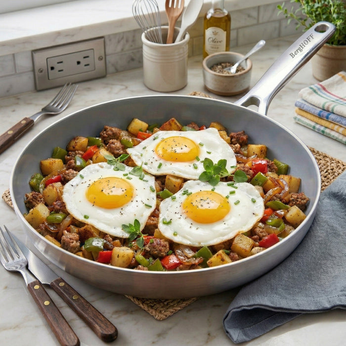 Image 3 of Belly Tri-Ply 2pc 18/10 Stainless Steel Nonstick Ceramic Fry Pan Set, Stellar