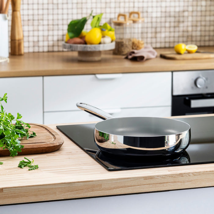 Image 7 of Belly Tri-Ply 2pc 18/10 Stainless Steel Nonstick Ceramic Fry Pan Set, Stellar
