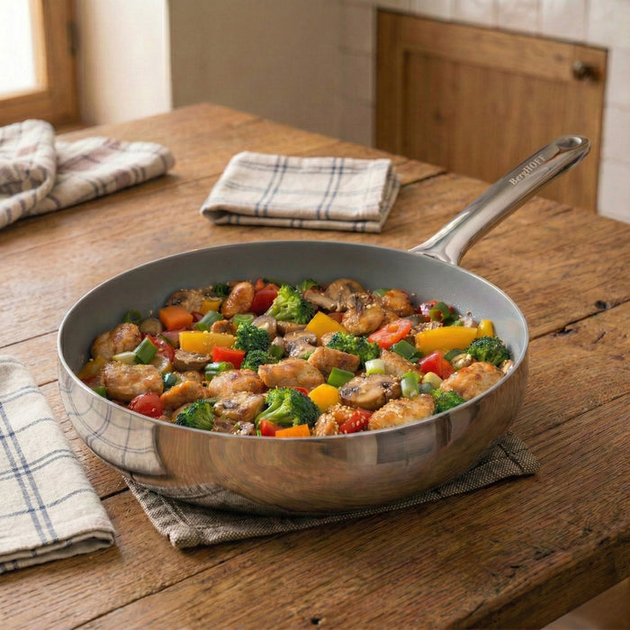 Image 8 of Belly Tri-Ply 2pc 18/10 Stainless Steel Nonstick Ceramic Fry Pan Set, Stellar
