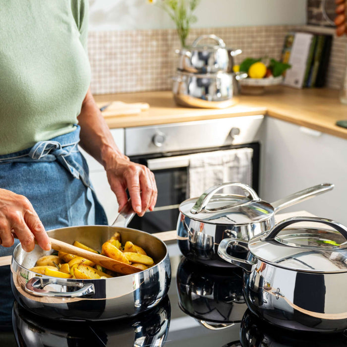 Image 7 of Belly Tri-Ply 5pc 18/10 Stainless Steel Cookware Set with Lids, Stellar