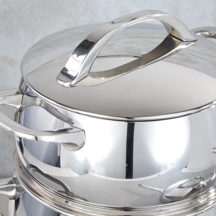 Image 9 of Belly Tri-Ply 5pc 18/10 Stainless Steel Cookware Set with Lids, Stellar