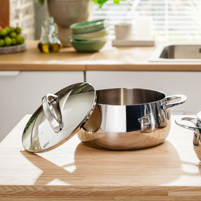 Image 8 of Belly Tri-Ply 10pc 18/10 Stainless Steel Cookware Set with Lids, Stellar