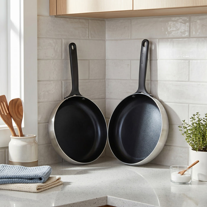 Image 8 of Belly Recycled Tri-Ply 18/10 Stainless Steel Nonstick Ceramic 9.5" Fry Pan, Smokey Black